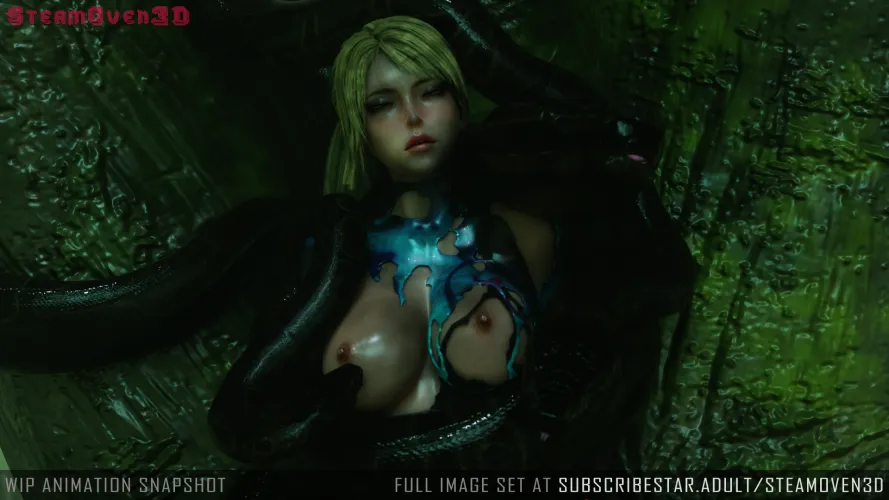 Samus claimed by mutated snakes (SteamOven3D) [Metroid]
