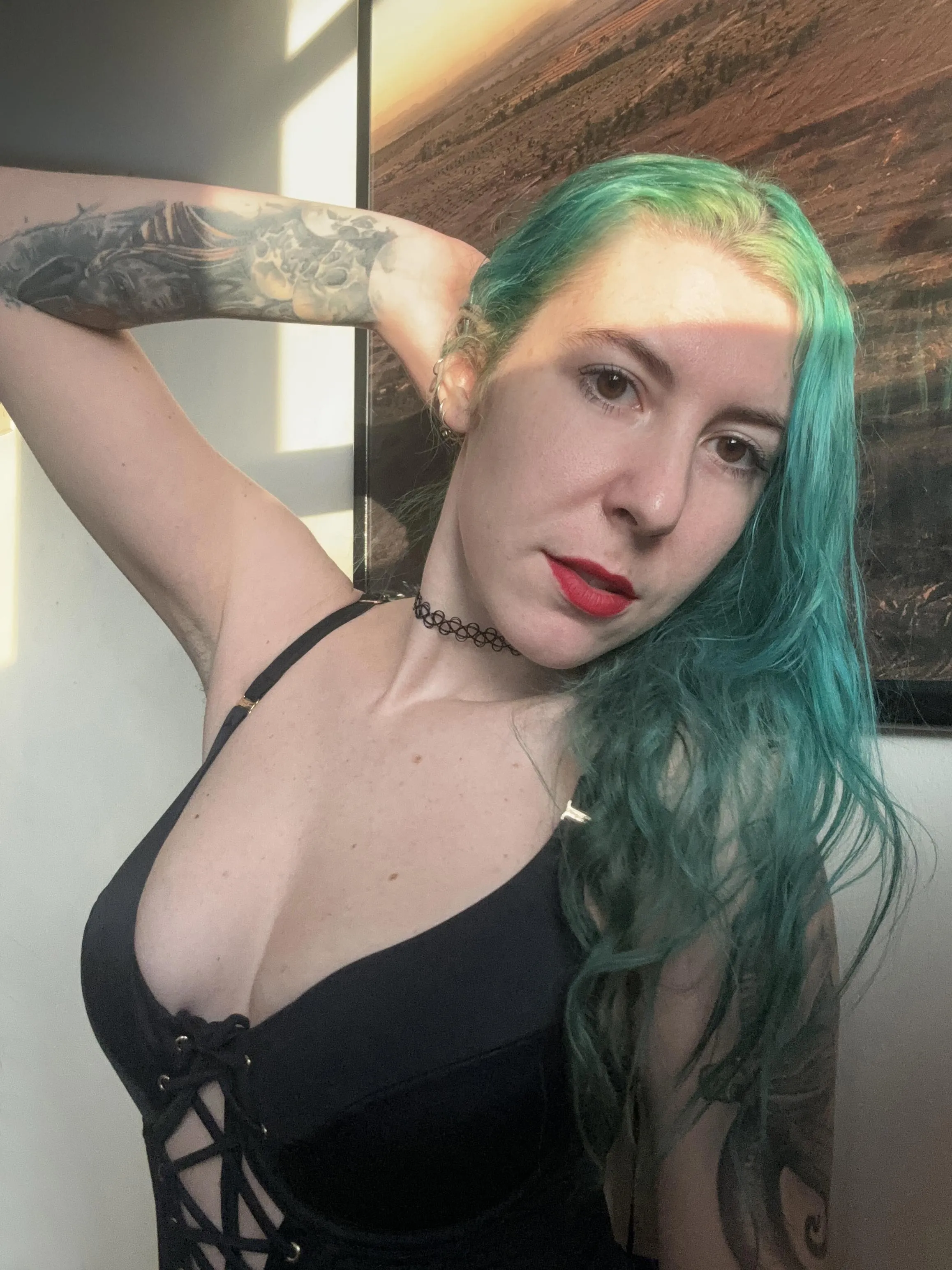 Green haired cutie