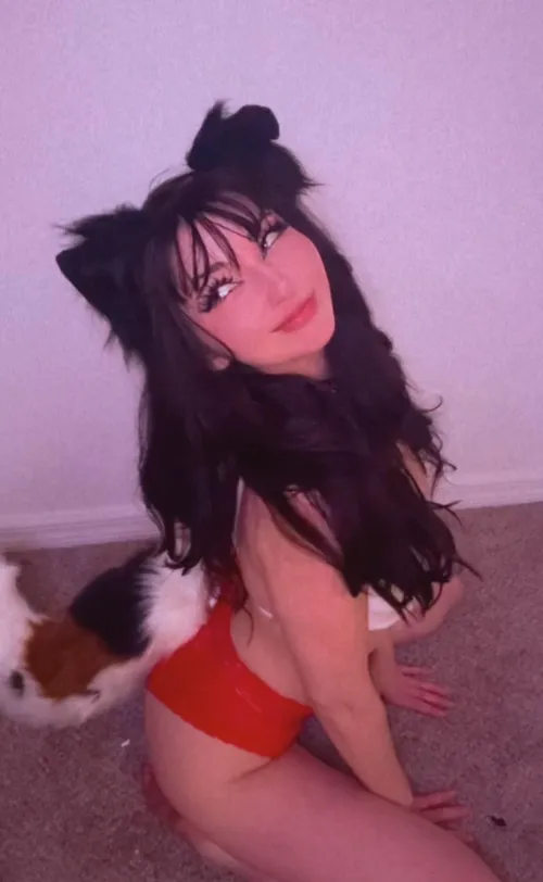 Happiest fluffy tail puppy girl