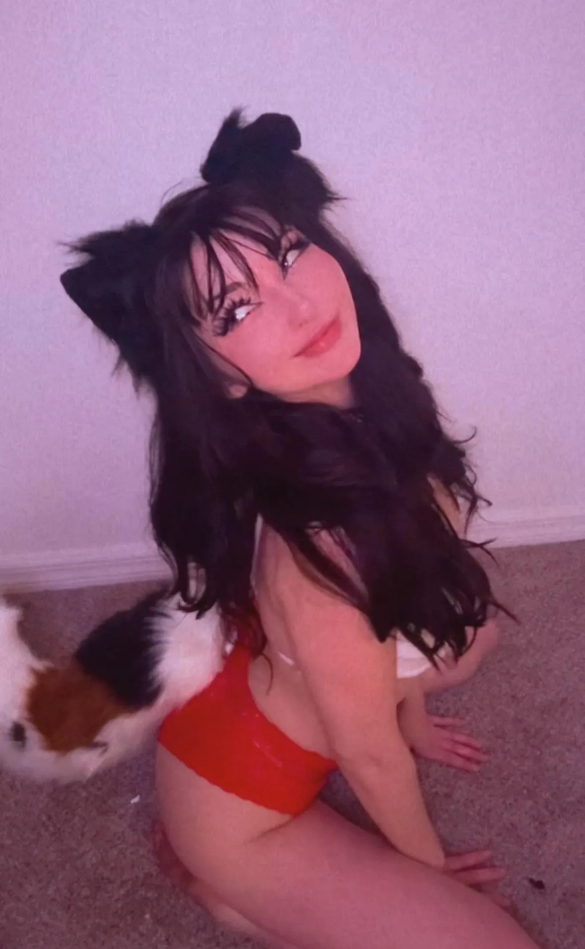 Happiest fluffy tail puppy girl