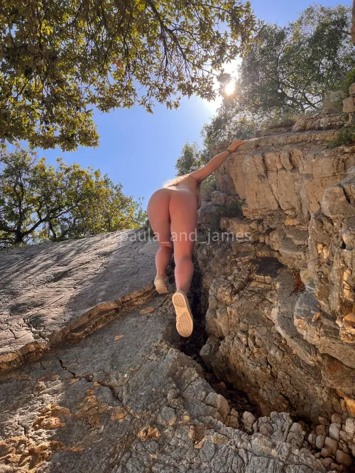 I was dared to climb this rock completely naked