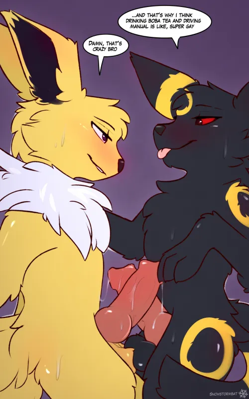 Jolteon and Bre (SnowStormBat)