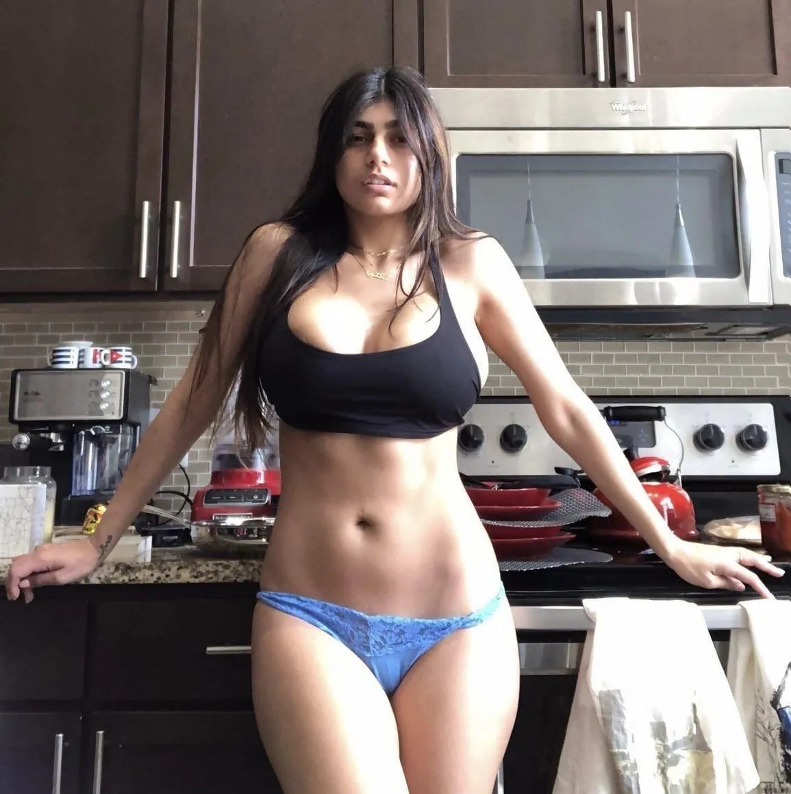 Mia in her kitchen