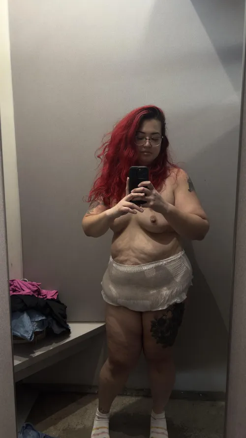 Trying on clothes with my diaper on underneath