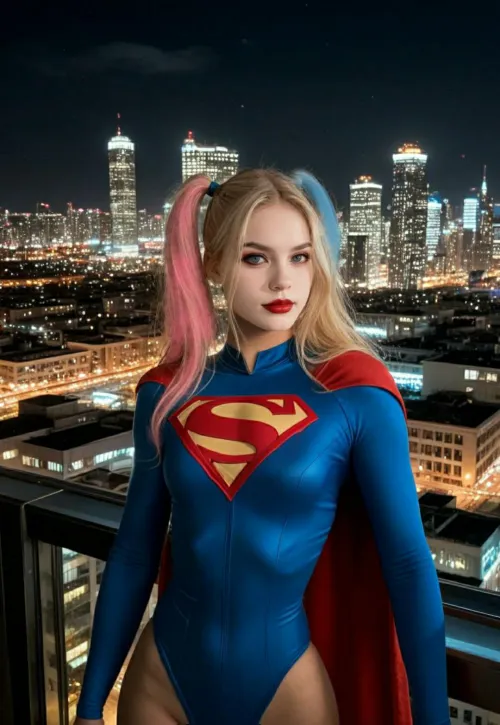 Harley dresses as Supergirl. (AI)