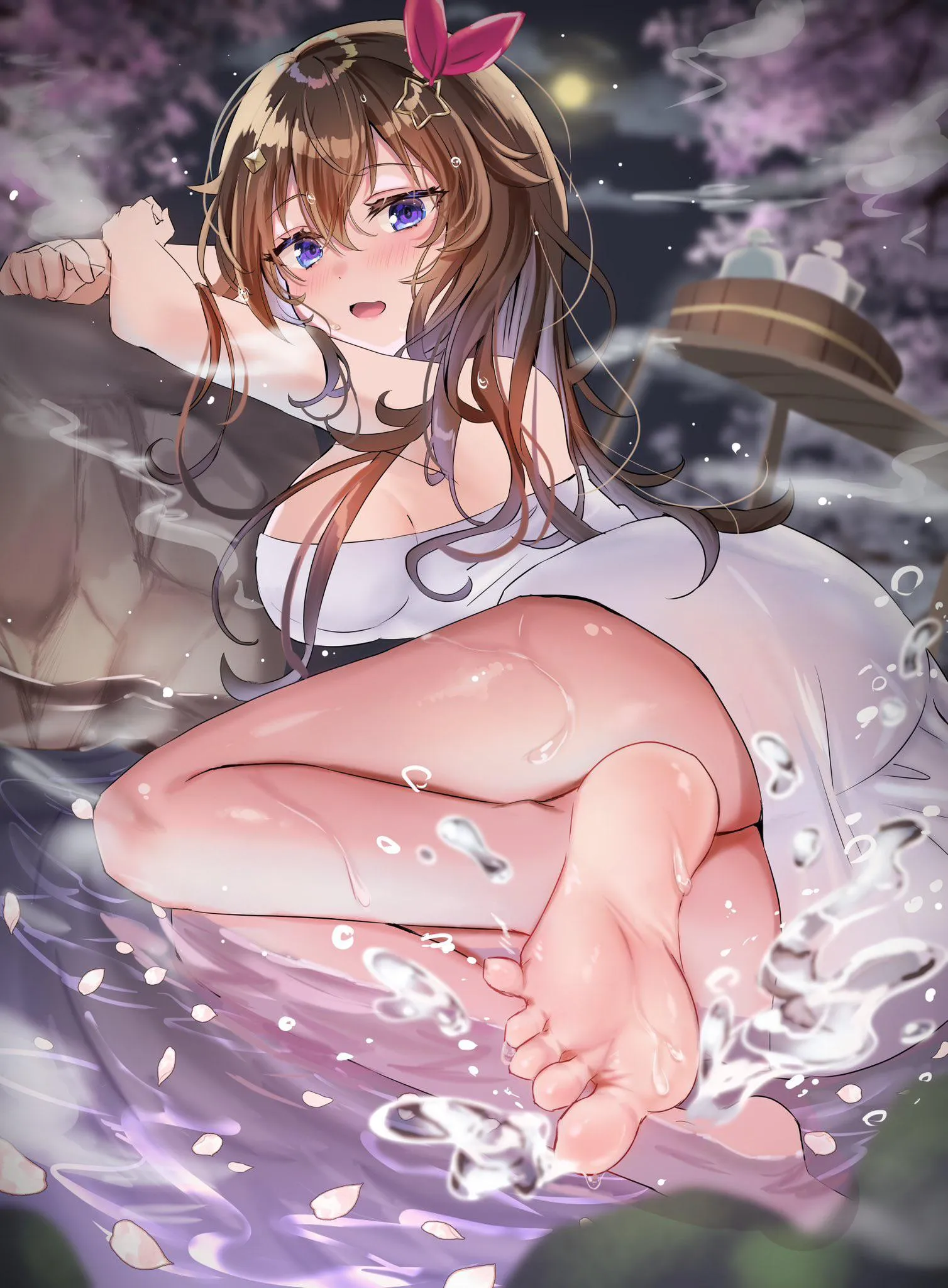 Sora enjoying onsen