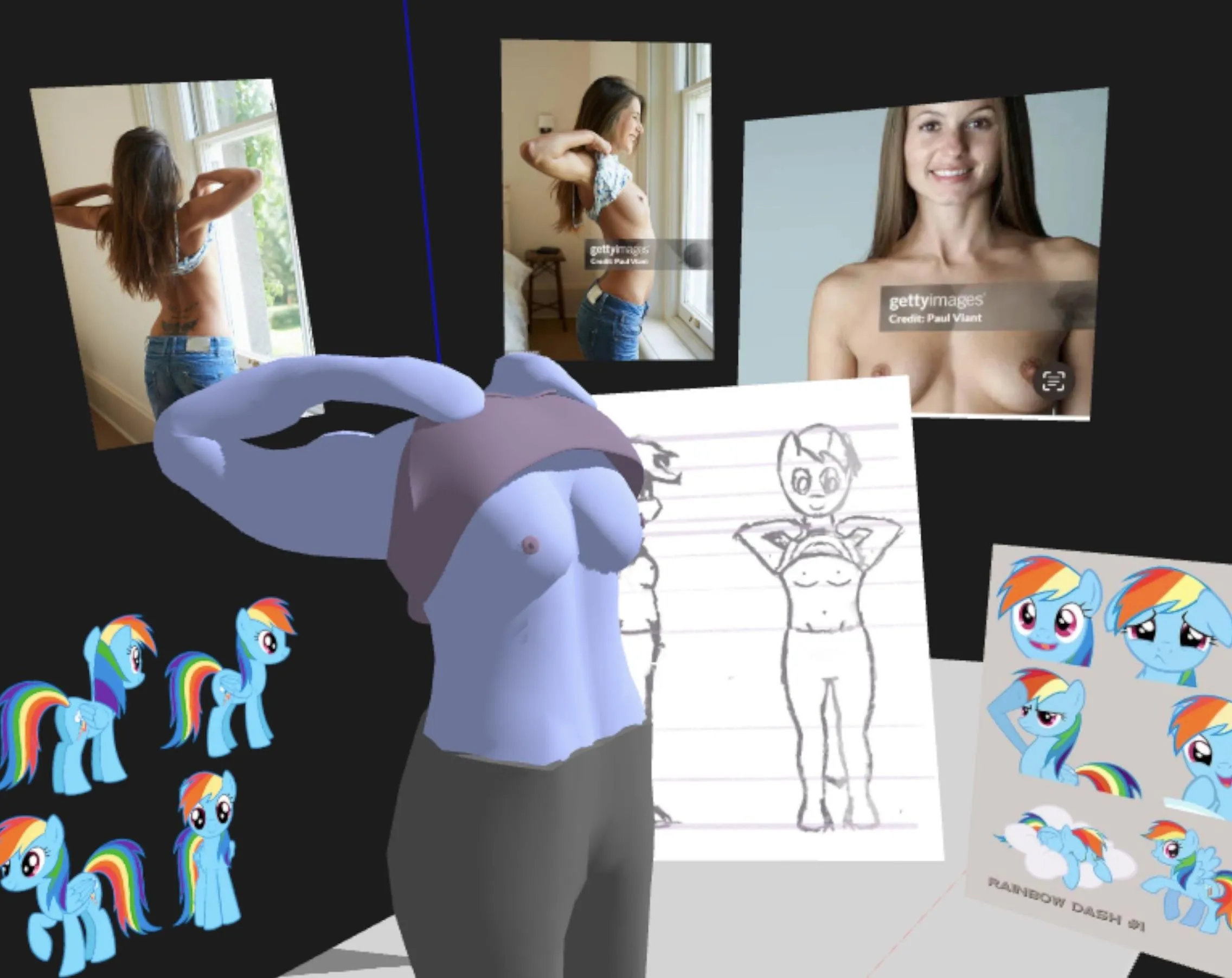 WIP of a Rainbow Dash 3D pose (Wild Strokes)