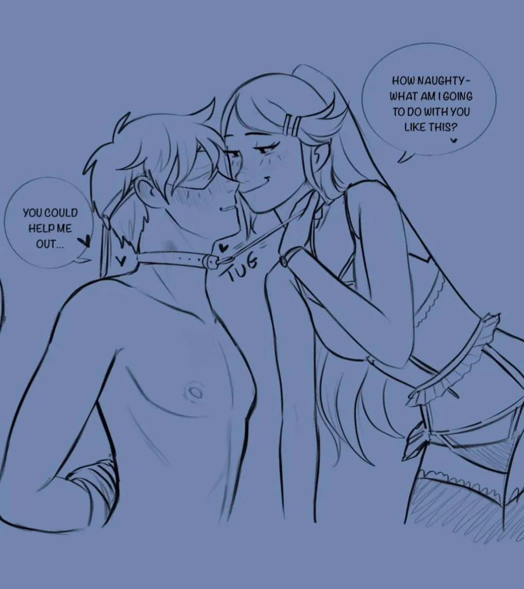 It's so exciting. Your vision blocked, your movement restrained. All you realy feel is the collar around your neck as she tugs on it, her breath tickling your neck and her sweet voice that messes with your mind