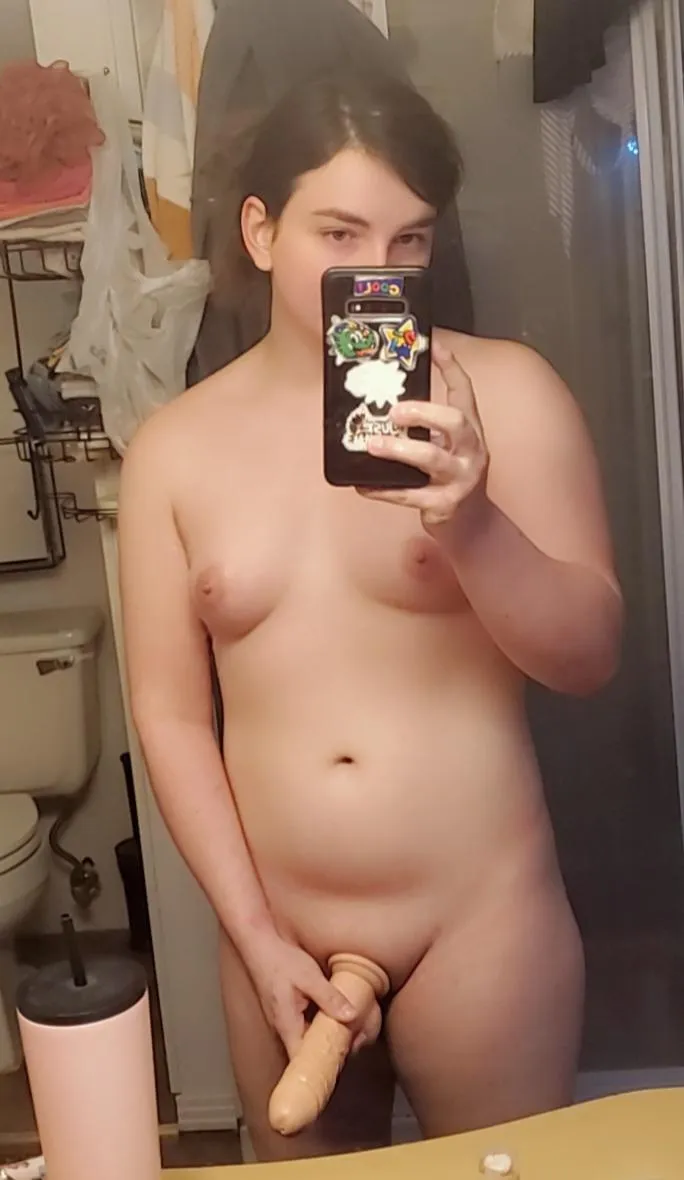 My little clitty fits into the .5 inch suction cup area of my dildo...am I cooked lol