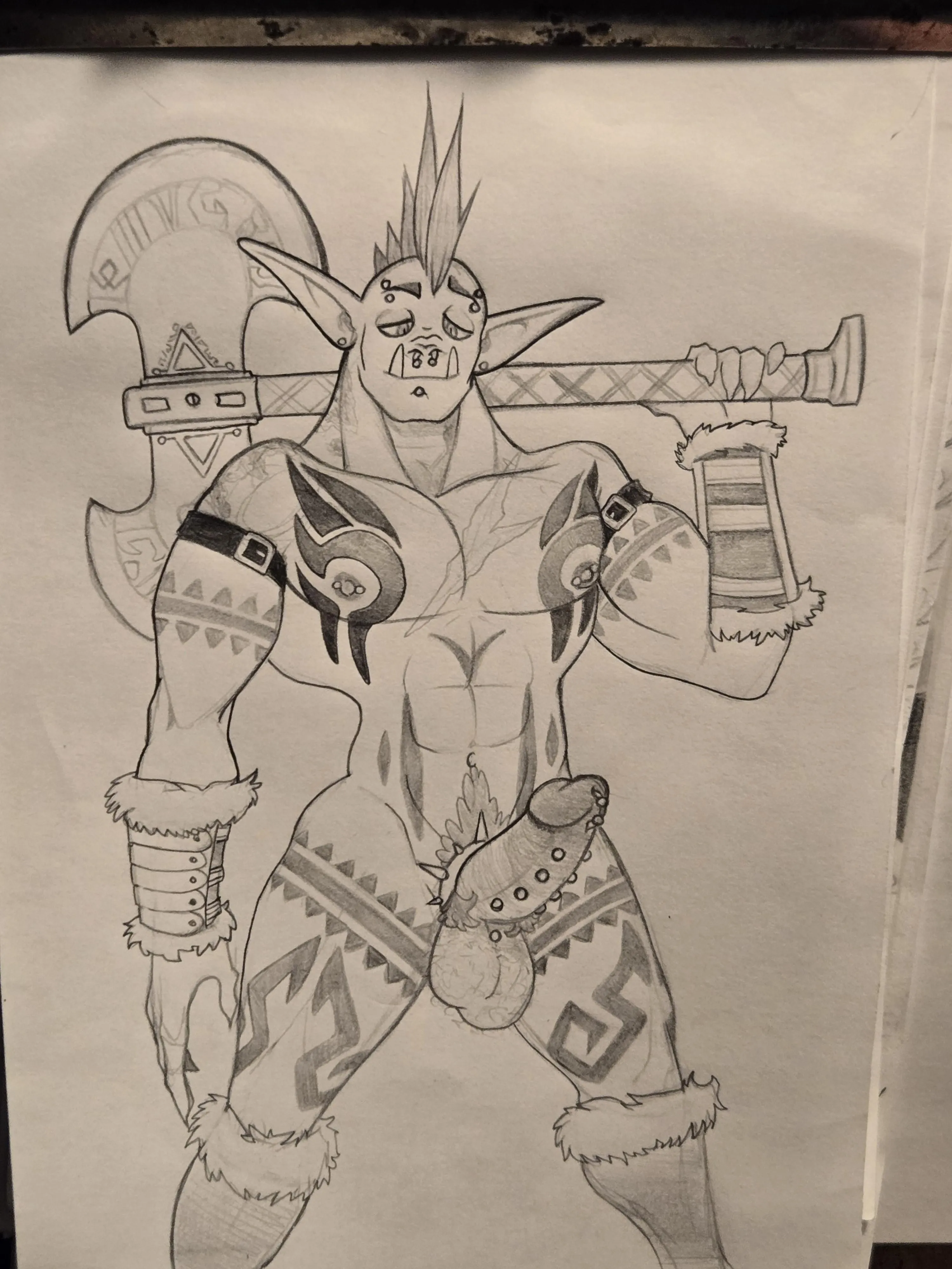 Orcish Barbarian drawing