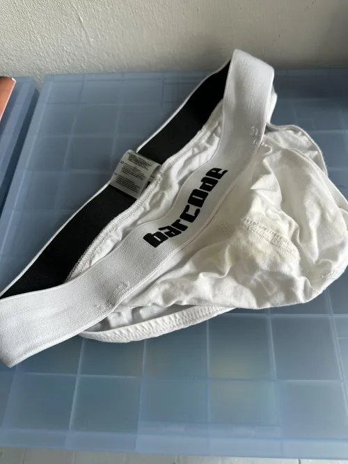 Sell my Barcode white underwear.  Lot’s of sweat from spinning classes and cum.