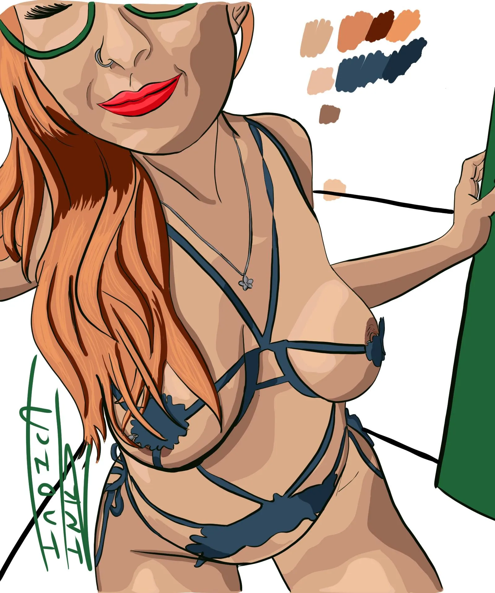 She kneels in waiting (original art)