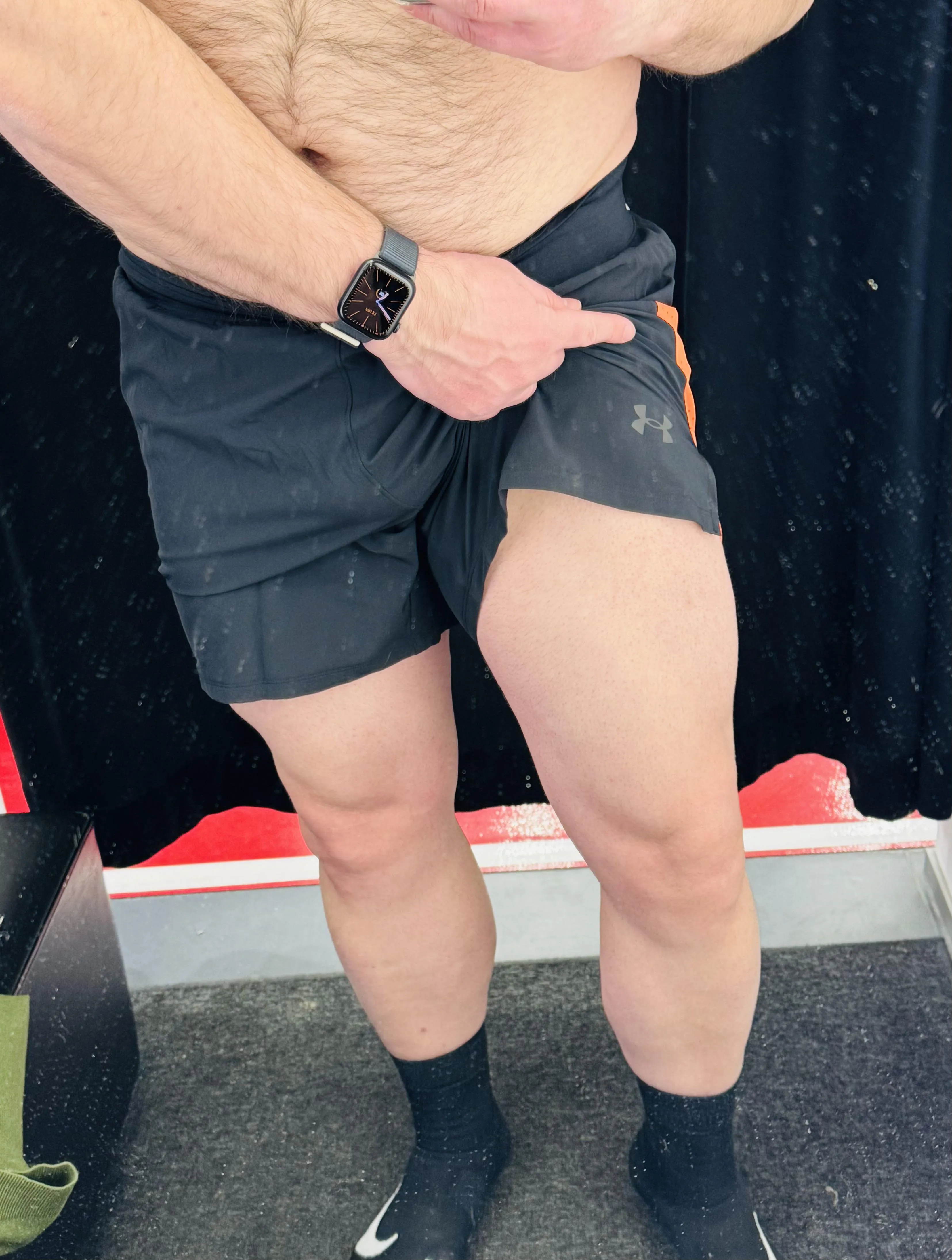Trying on some new gym shorts