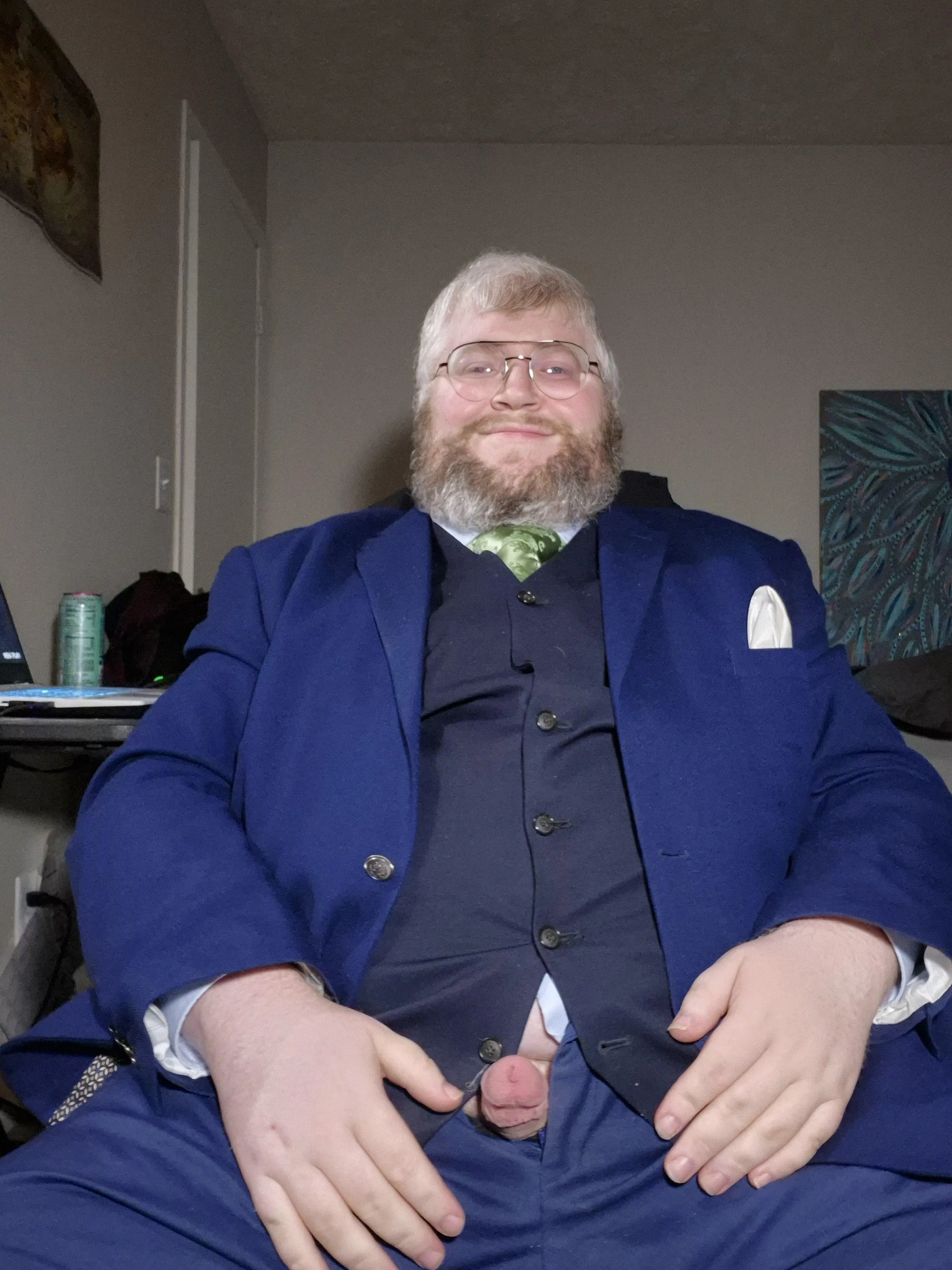 Suited bear needs serviced