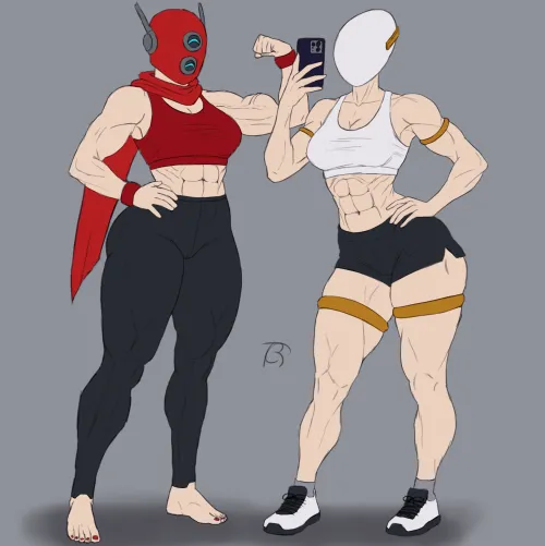 Arti and Huntress Gym Selfie (OC)