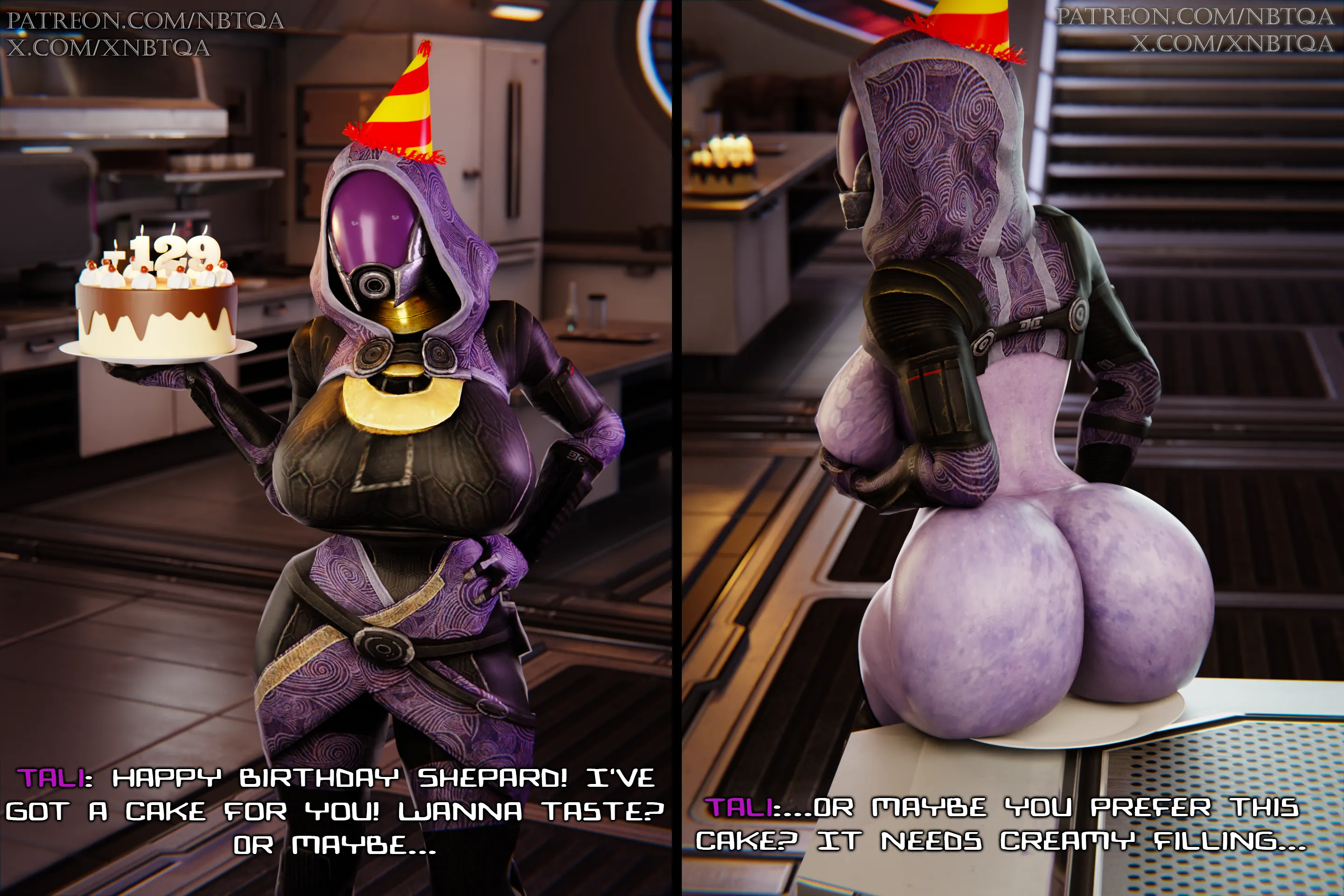 Tali has a cake for Shep's birthday (NBtQA)