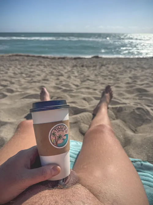 Grab a coffee and get out here and enjoy the beach!  It’s windy but feels amazing!