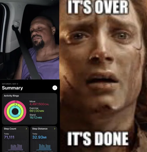 33 miles completed ✔️.  My feet are raw.