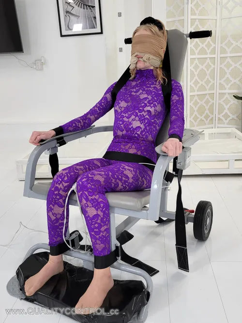 Restraint chair and nylon bodystockings, and of course a vibrator between her legs