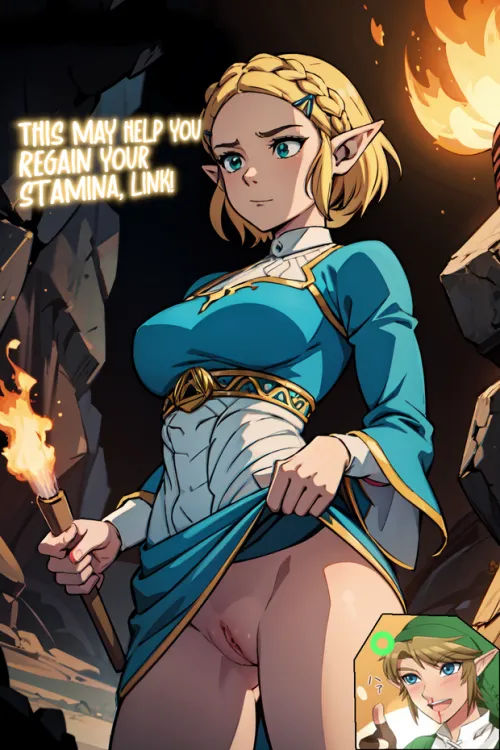 Zelda exploring a cave