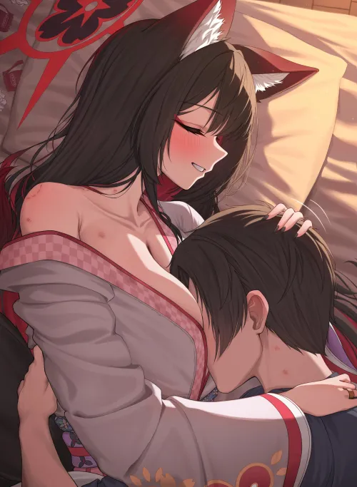 Cuddling with Wakamo