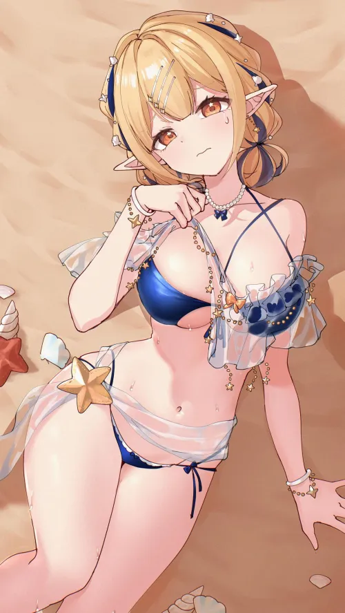 Elf wearing a fancy swimsuit