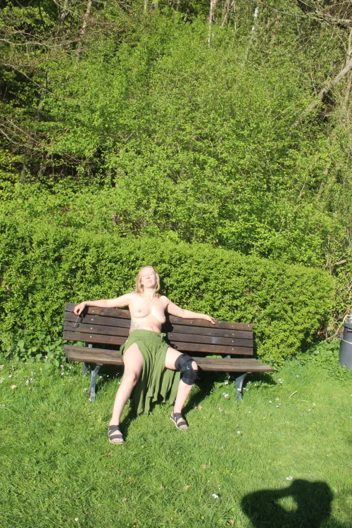 Found a beautiful place in Germany to sit and enjoy the sun topless for a while!