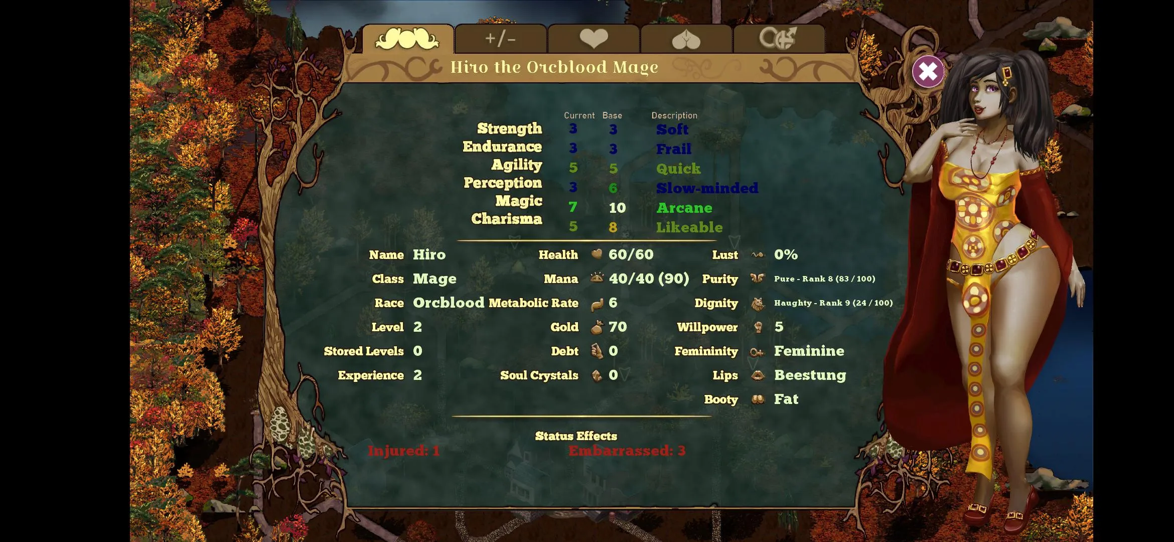 How do I get rid of these negative status effects (embarassed & injured)