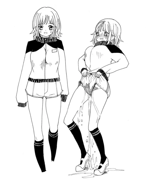 I really enjoy this pose, where the wetter pulls up her panties into her crotch in a desperate attempt to staunch the flow. I have seen this a few times in real life and done it myself, do you guys have any illustrations to share with this pose?