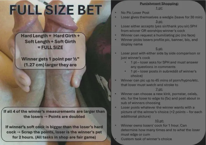 Looking for people to do full size bets with dm me punishments can be changed