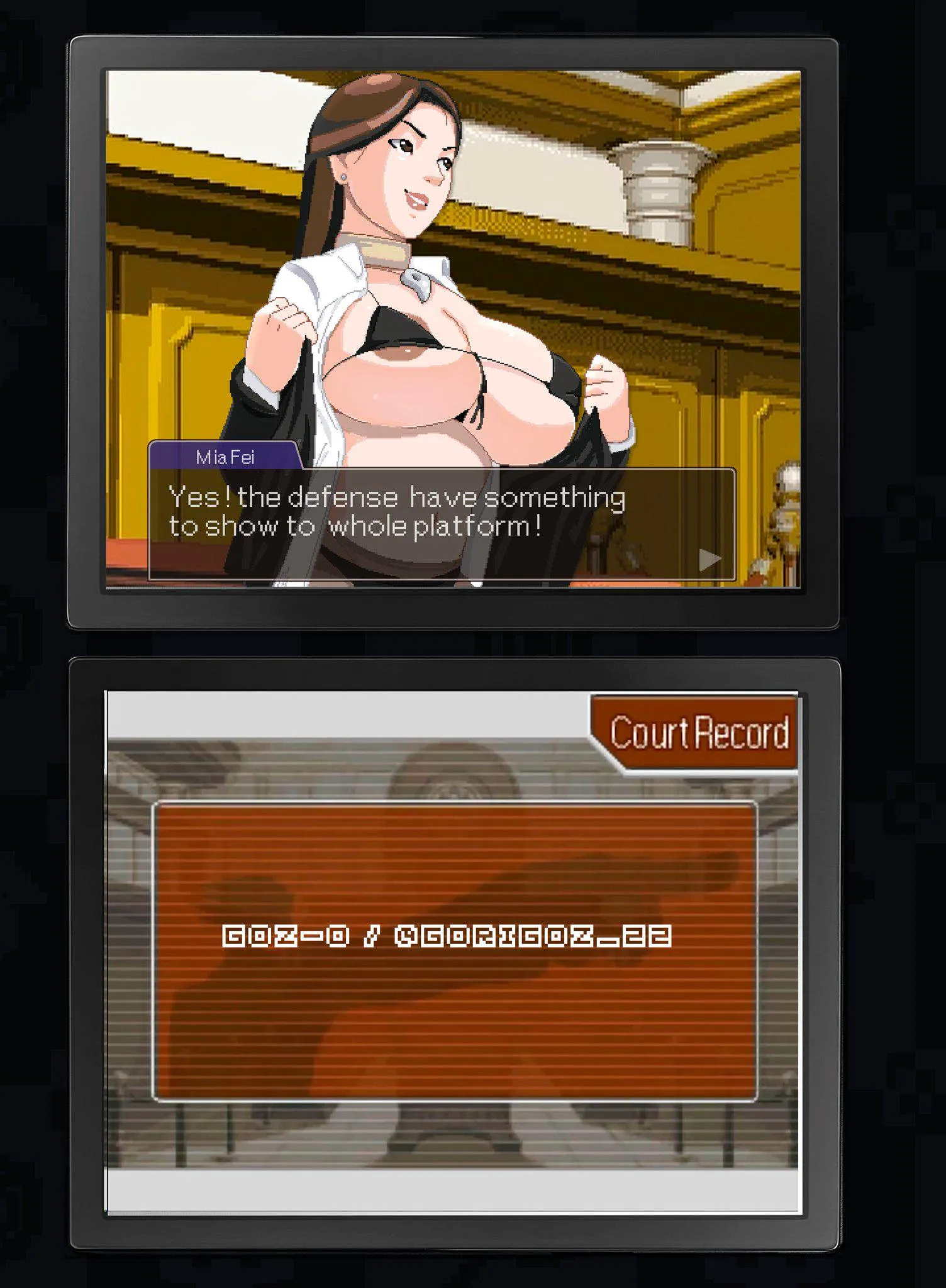 Mia showing some hard evidence