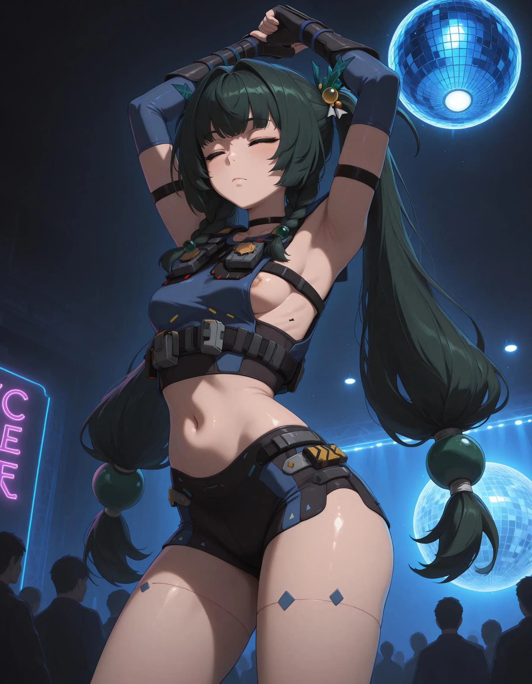 Qingyi goes dancing at the club (Yodayo AI)