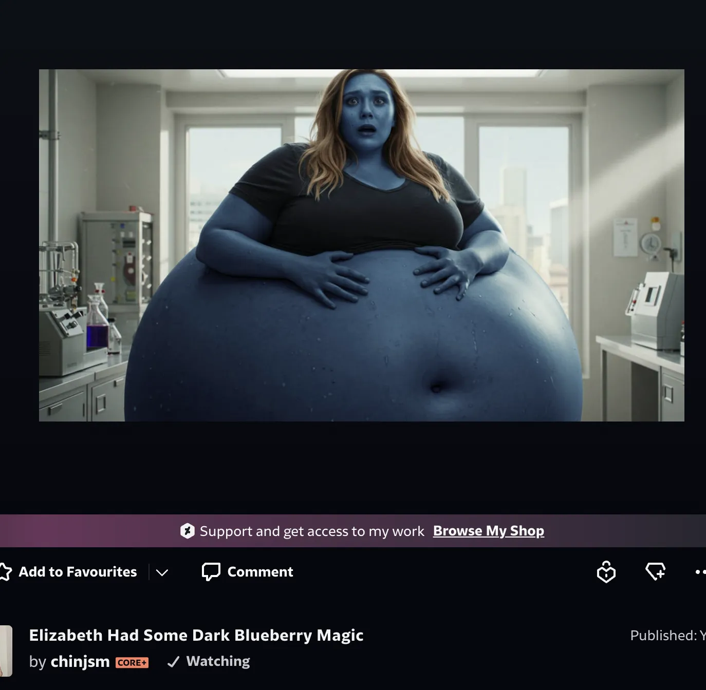 The Scarlet Witch gets hit with a spell that turns her into a blueberry. Some of this generated art is getting really realistic looking
