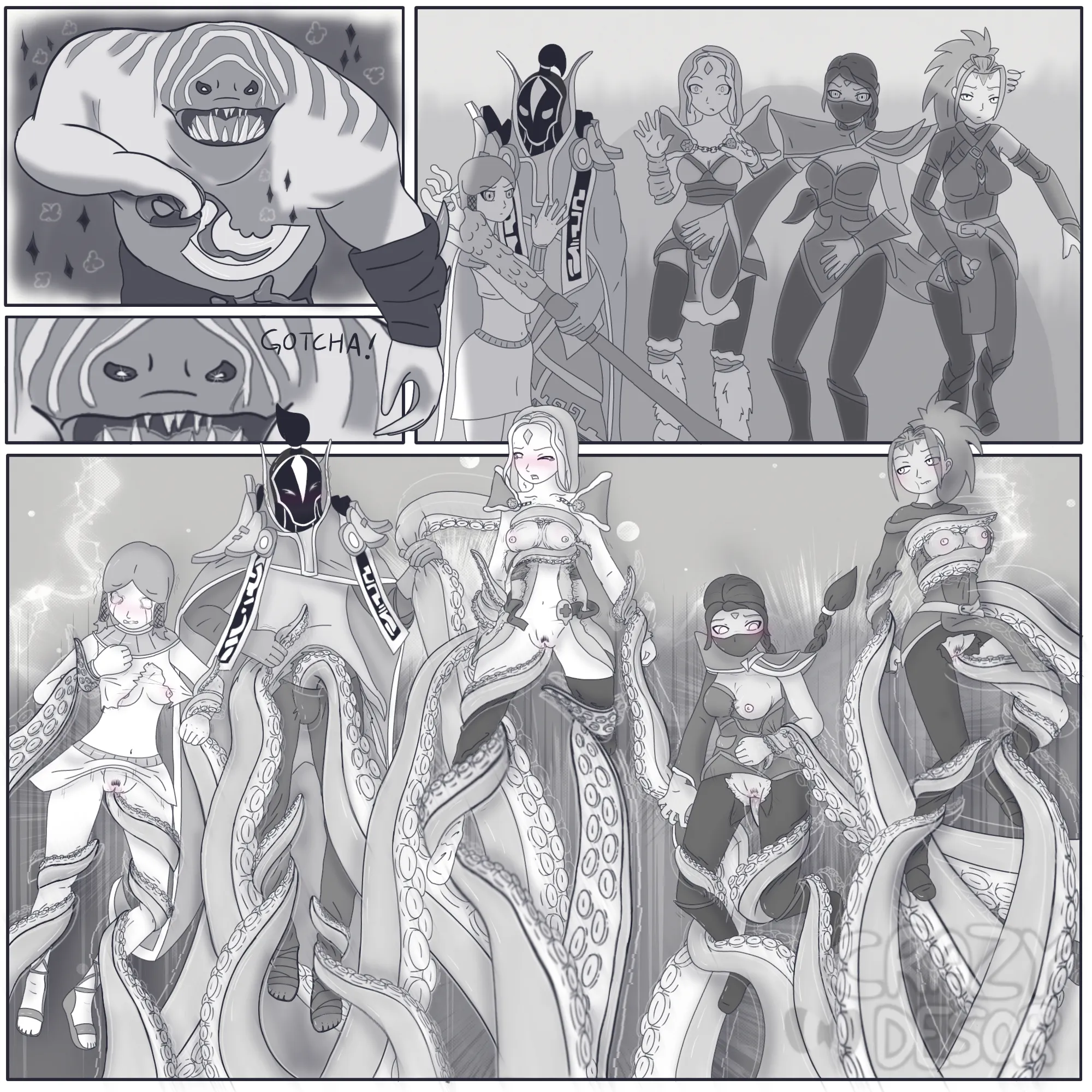 Tidehunter casting Ravage! +Rubick, CM, Lanaya & Wei (Crazydesor)