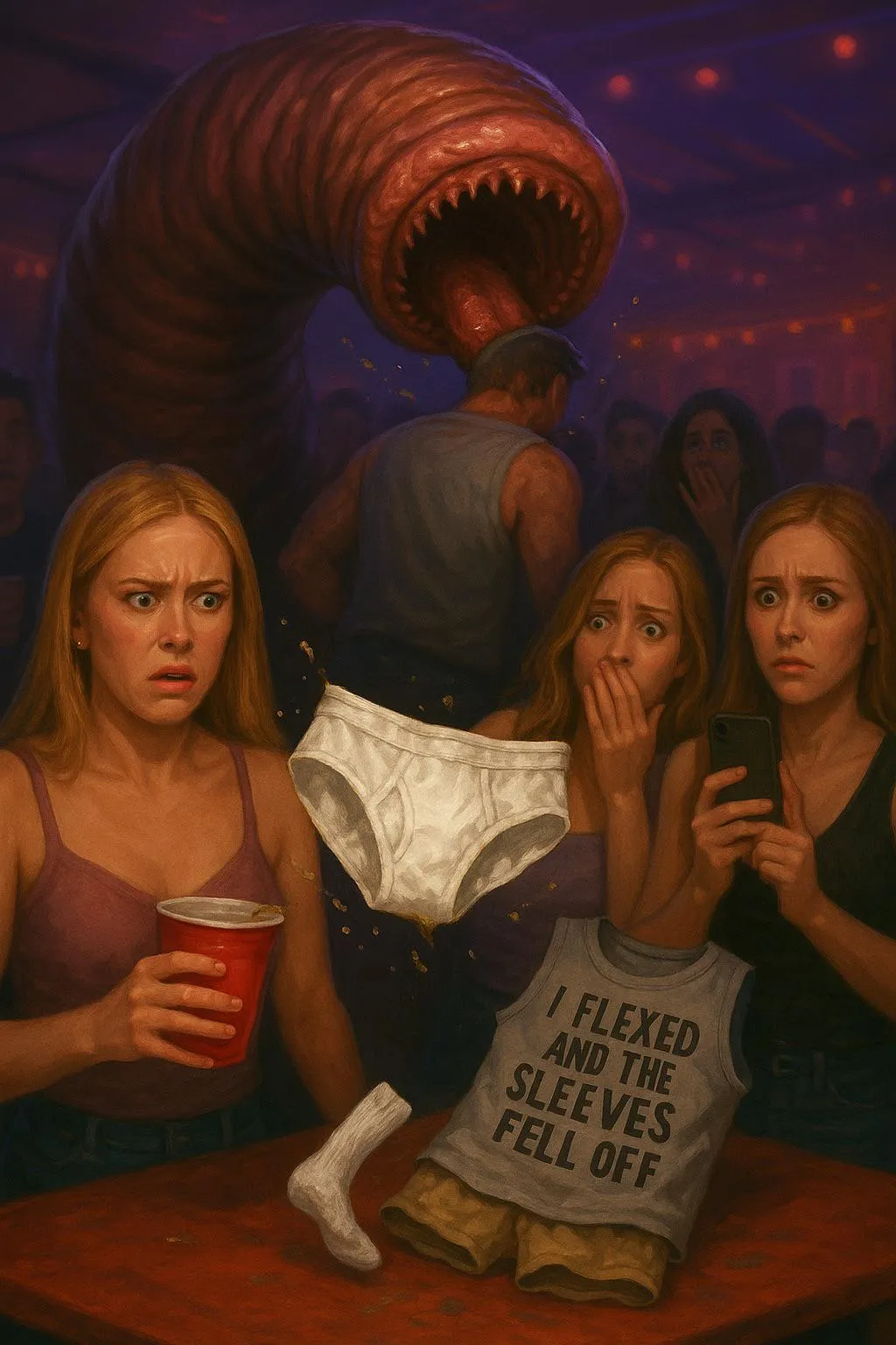 Worm eats guy at college party {misc}