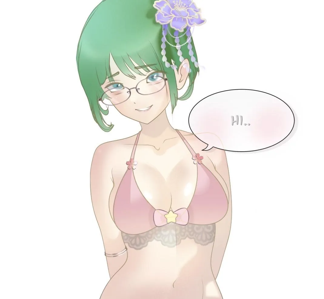 OC shy girl with green hairs midriff :)