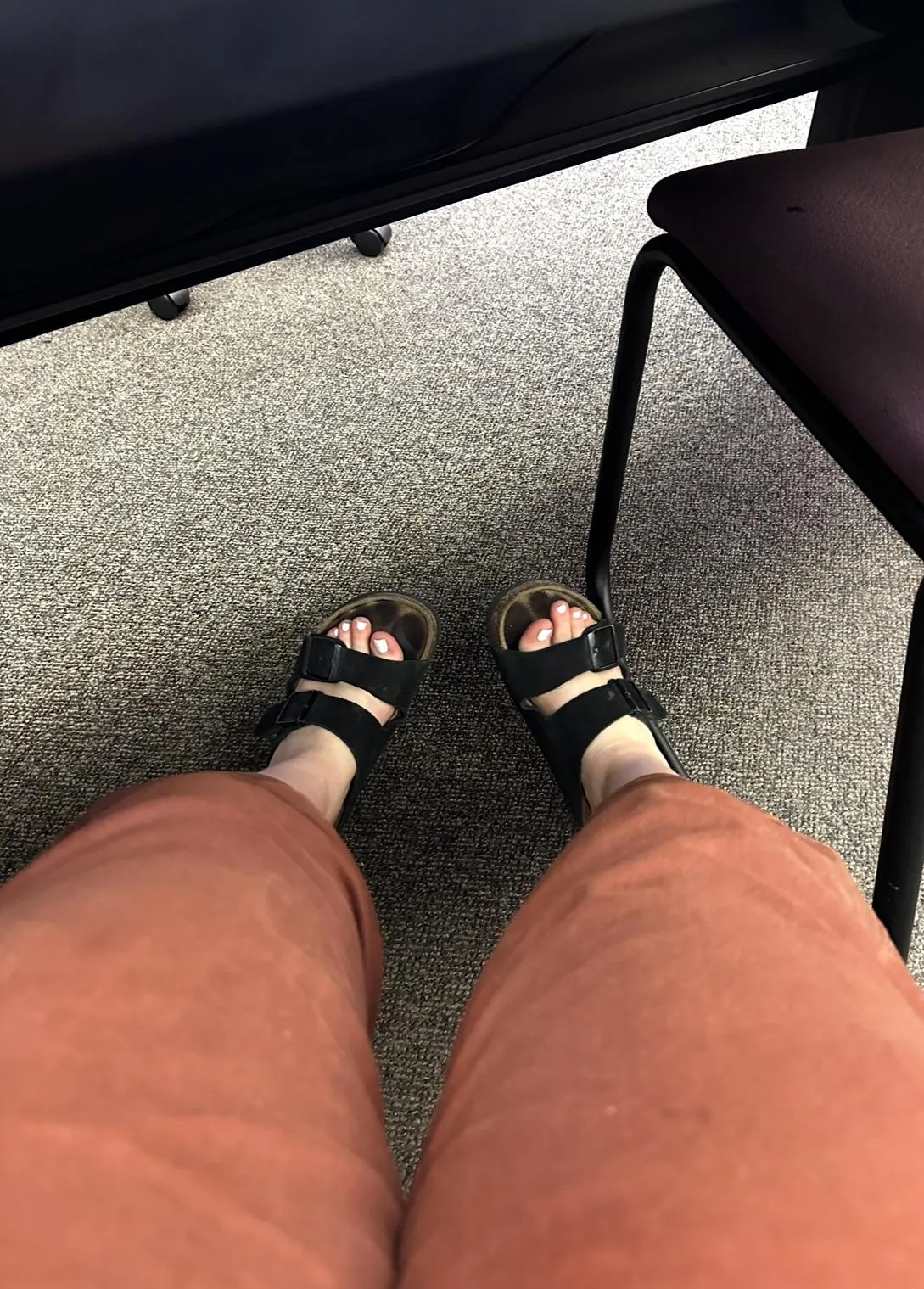 Are you peeking at my toe prints during class?