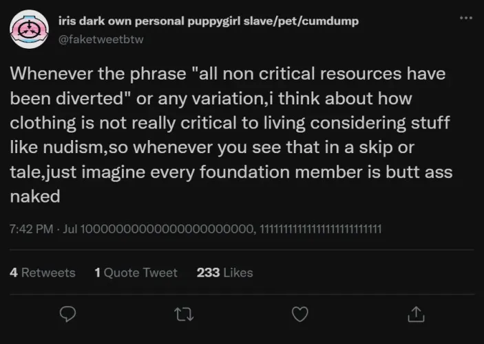 I posted this on an scp sub and now im curius,What could actually lead the foundation to have a clothing optional or mandatory nudity policy?