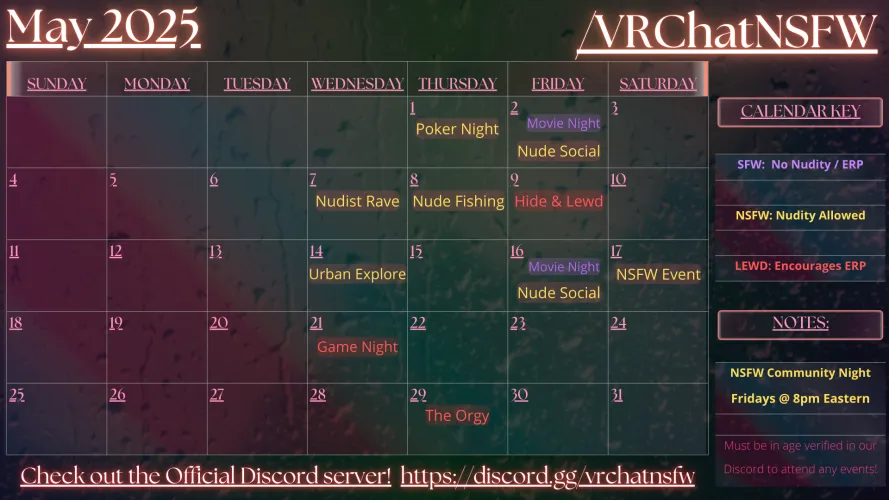 Official r/VRChatNSFW Events: May Edition!