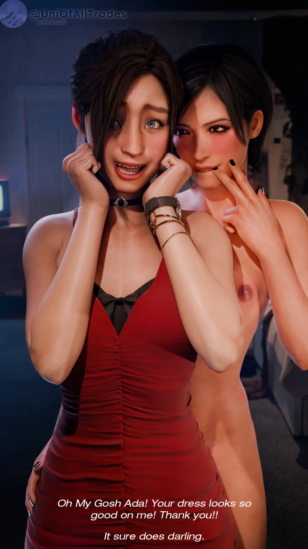 Ada & Claire trying outfits (UniofallTrades)