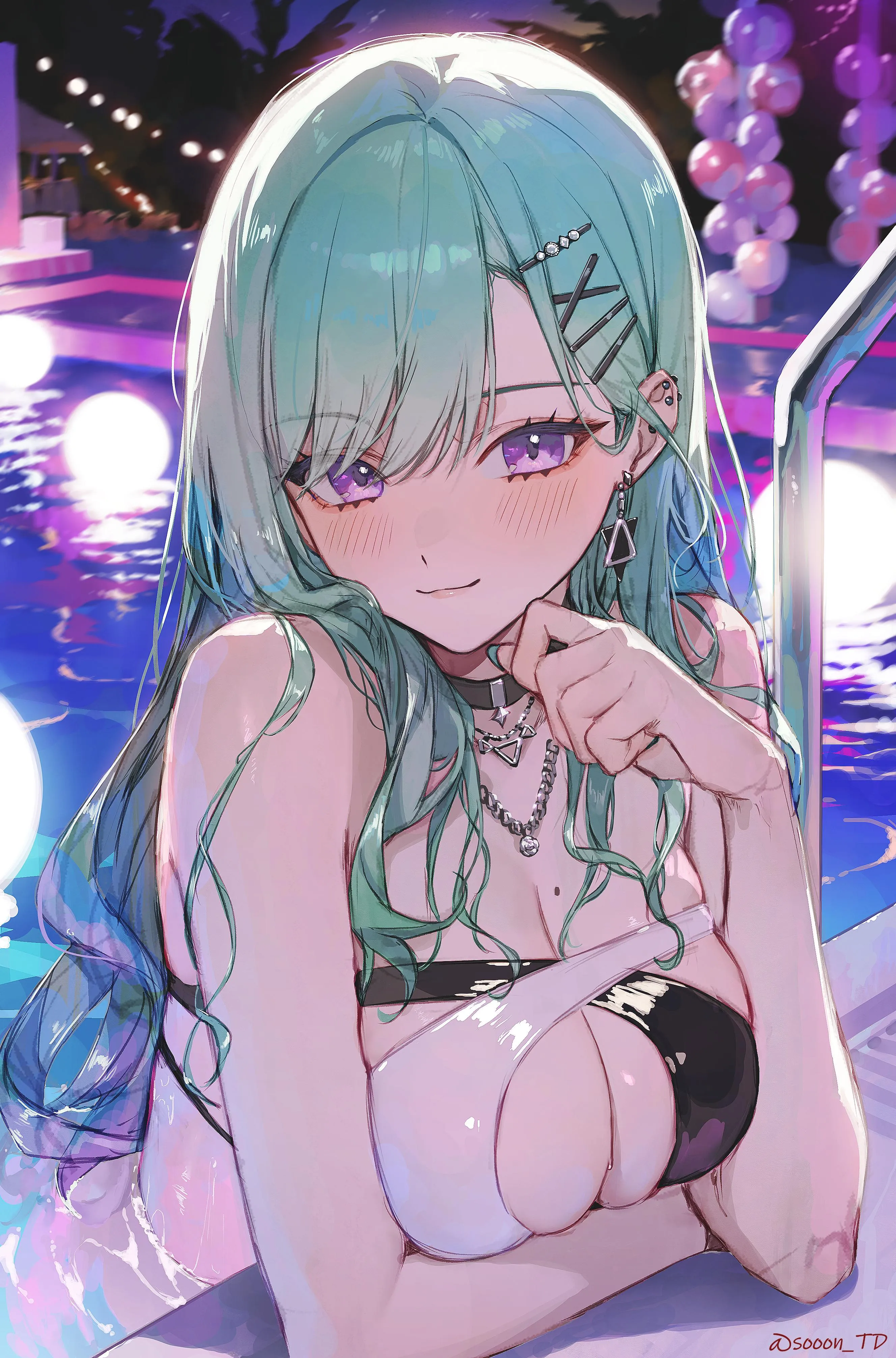 Yakumo Beni at a night pool