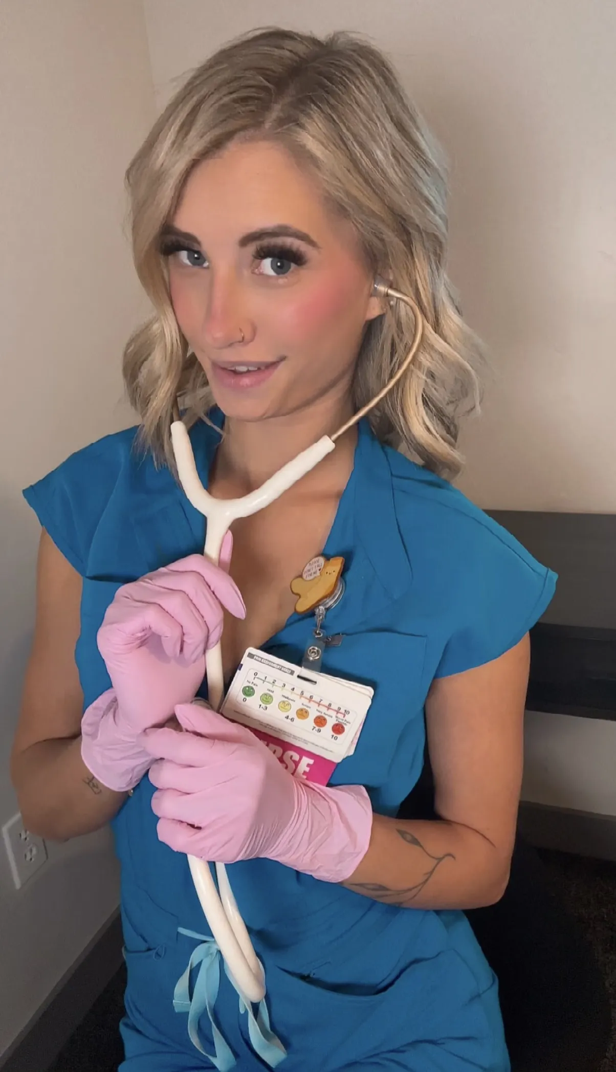A blonde nurse can show you a good time