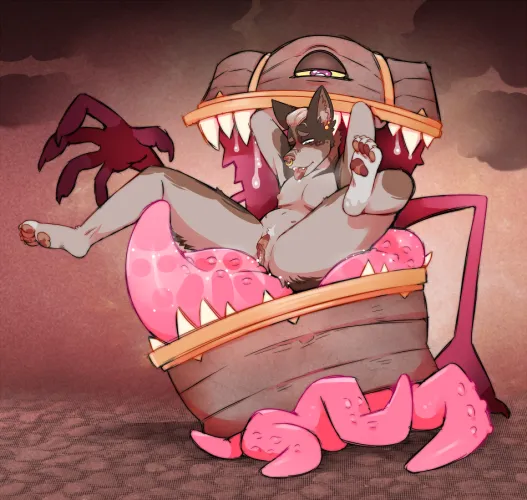 Doggy caught by a mimic! (DarkChibiShadow)