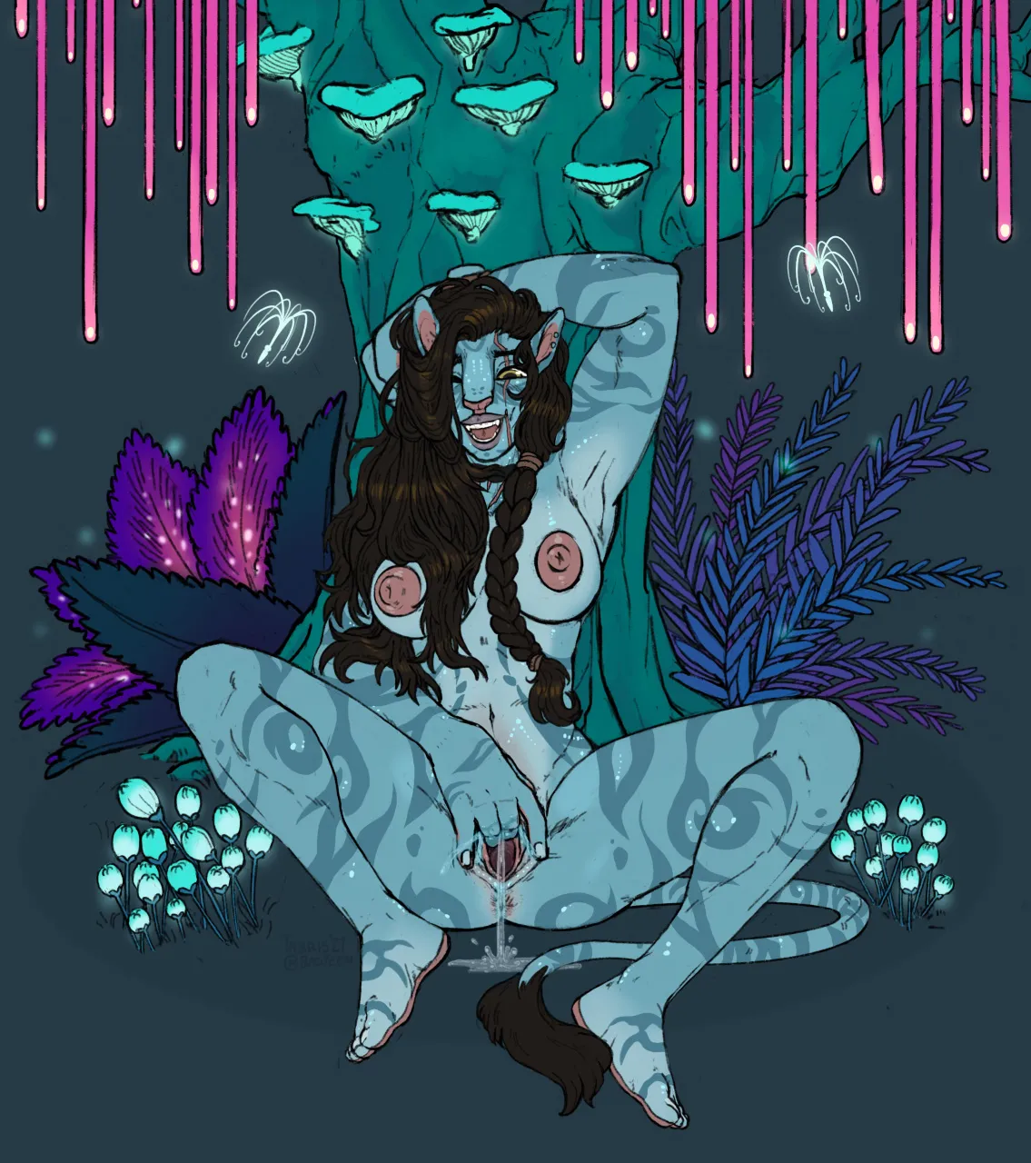 Muscular Avatar fingers herself and squirts (Tabris)