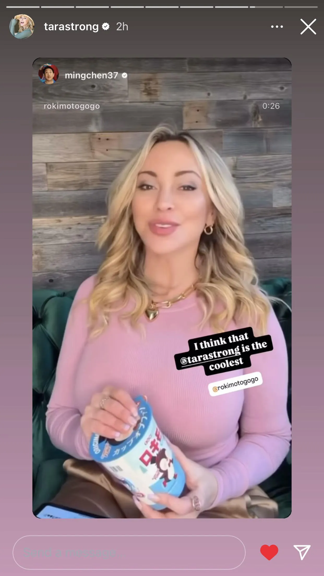 Tara Strong appreciation IG story awww I agree for once