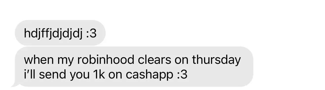 $1,000 on thursday. once they start, they never want to stop.