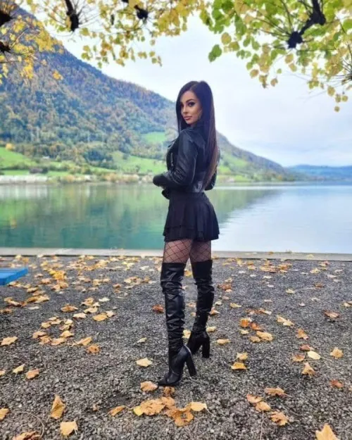 Thigh highs, fishnet stockings and nature. Perfect!