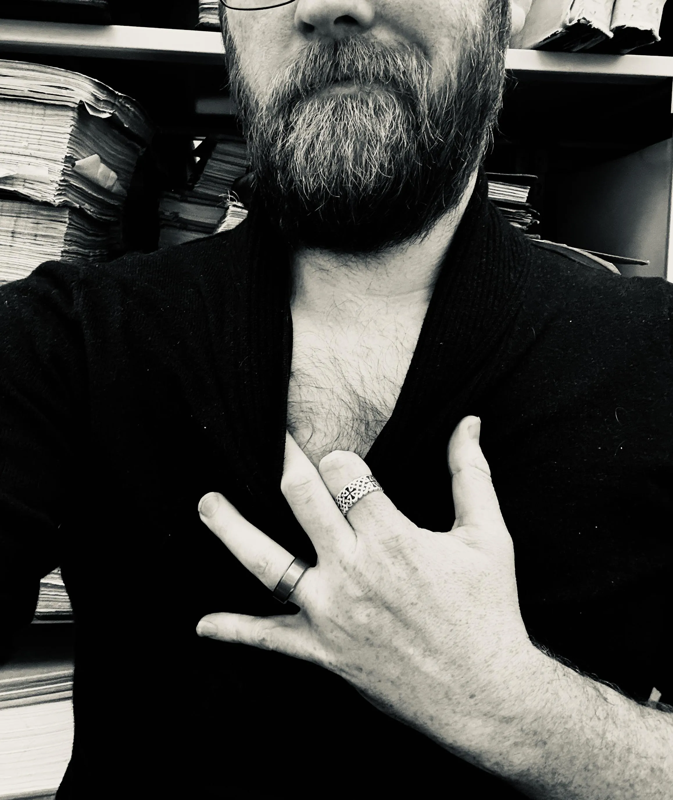 What grabbed your attention, the books or my hand?