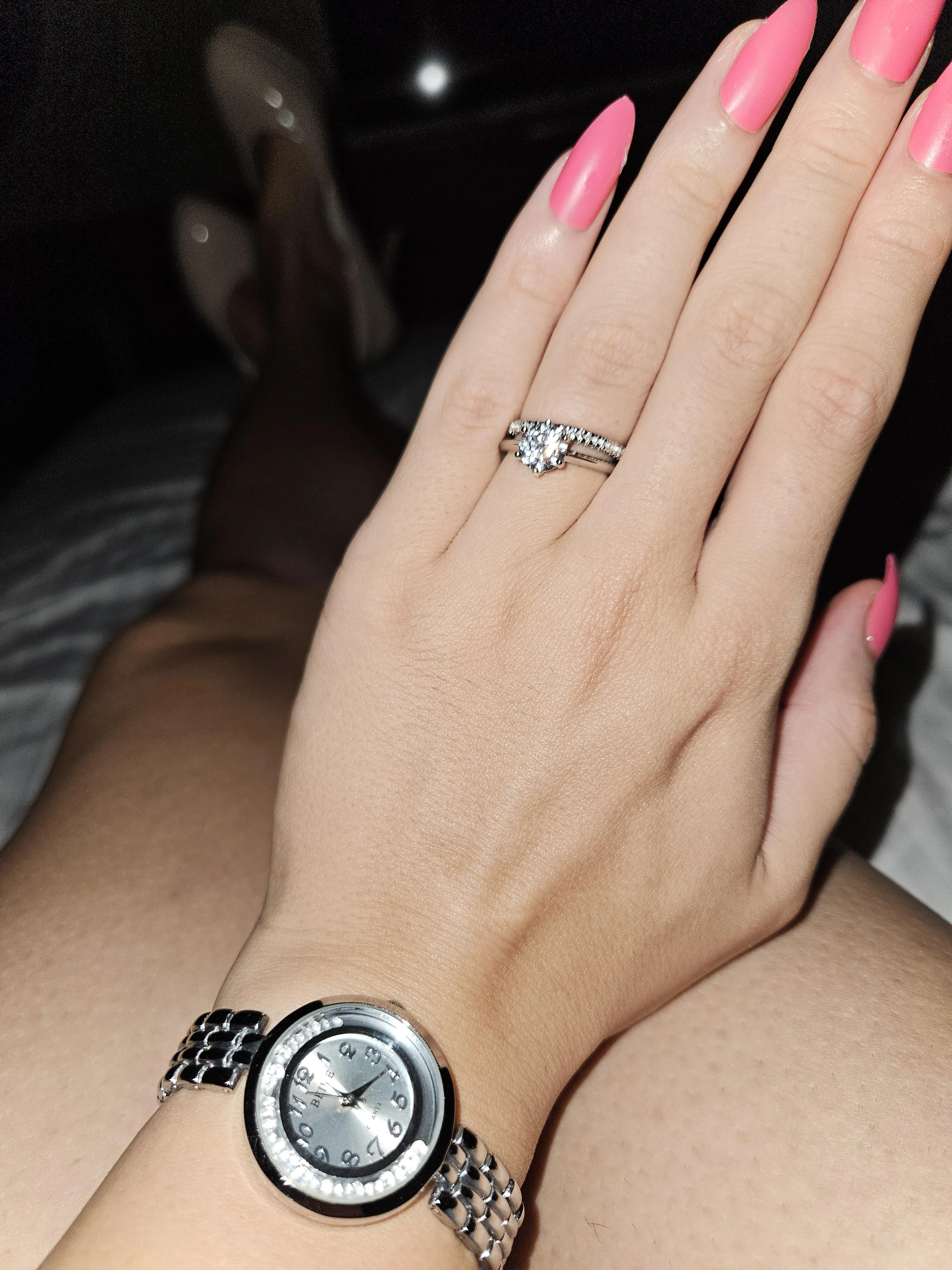 All naked except the 💍⌚️👠