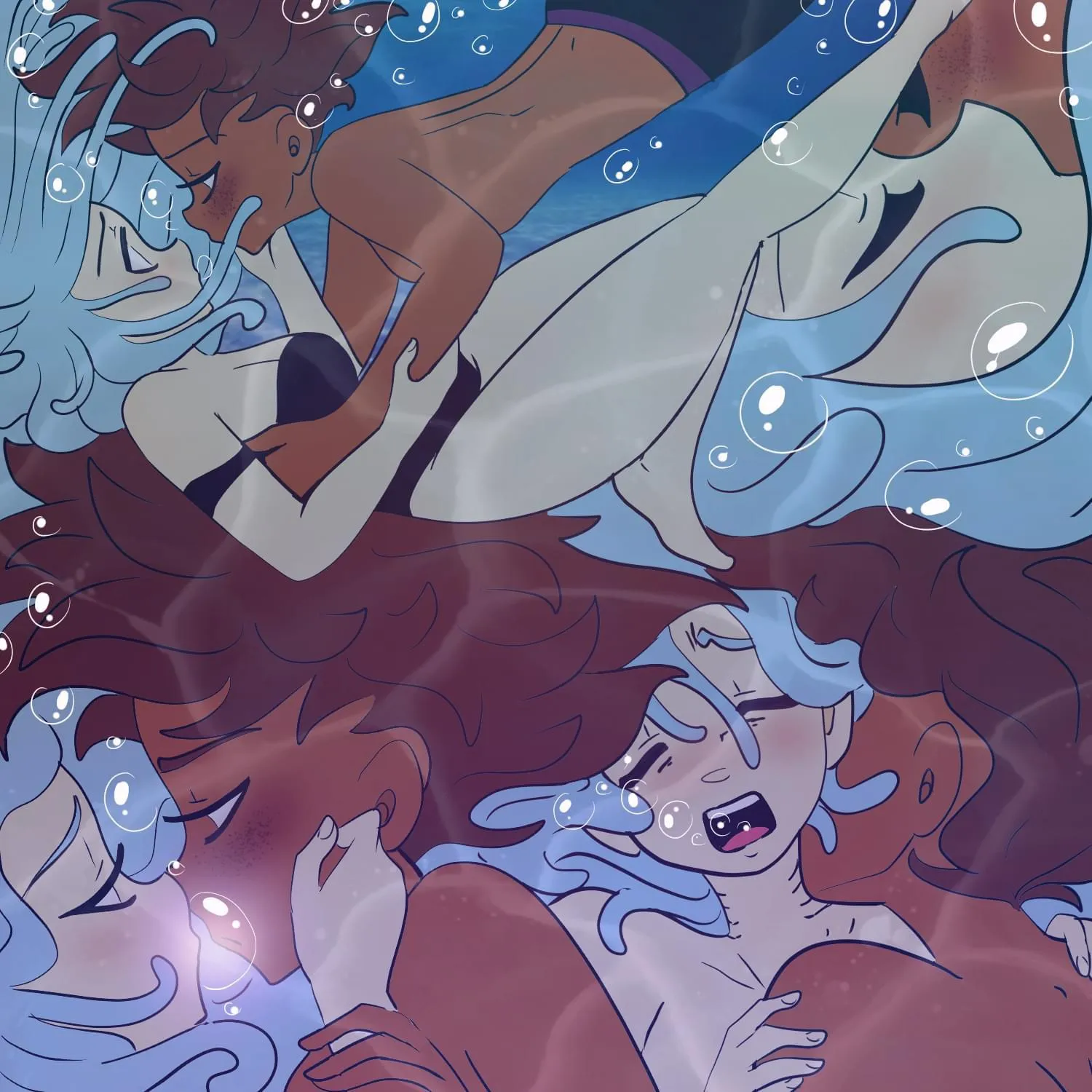 [OC][Our Little Universe] Furi and Eva having a little midnight rendezvous in the pool ❤️‍🔥
